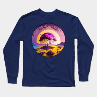 Explore the Vibrant Landscapes of a Purple Planet with Yellow Rivers Long Sleeve T-Shirt